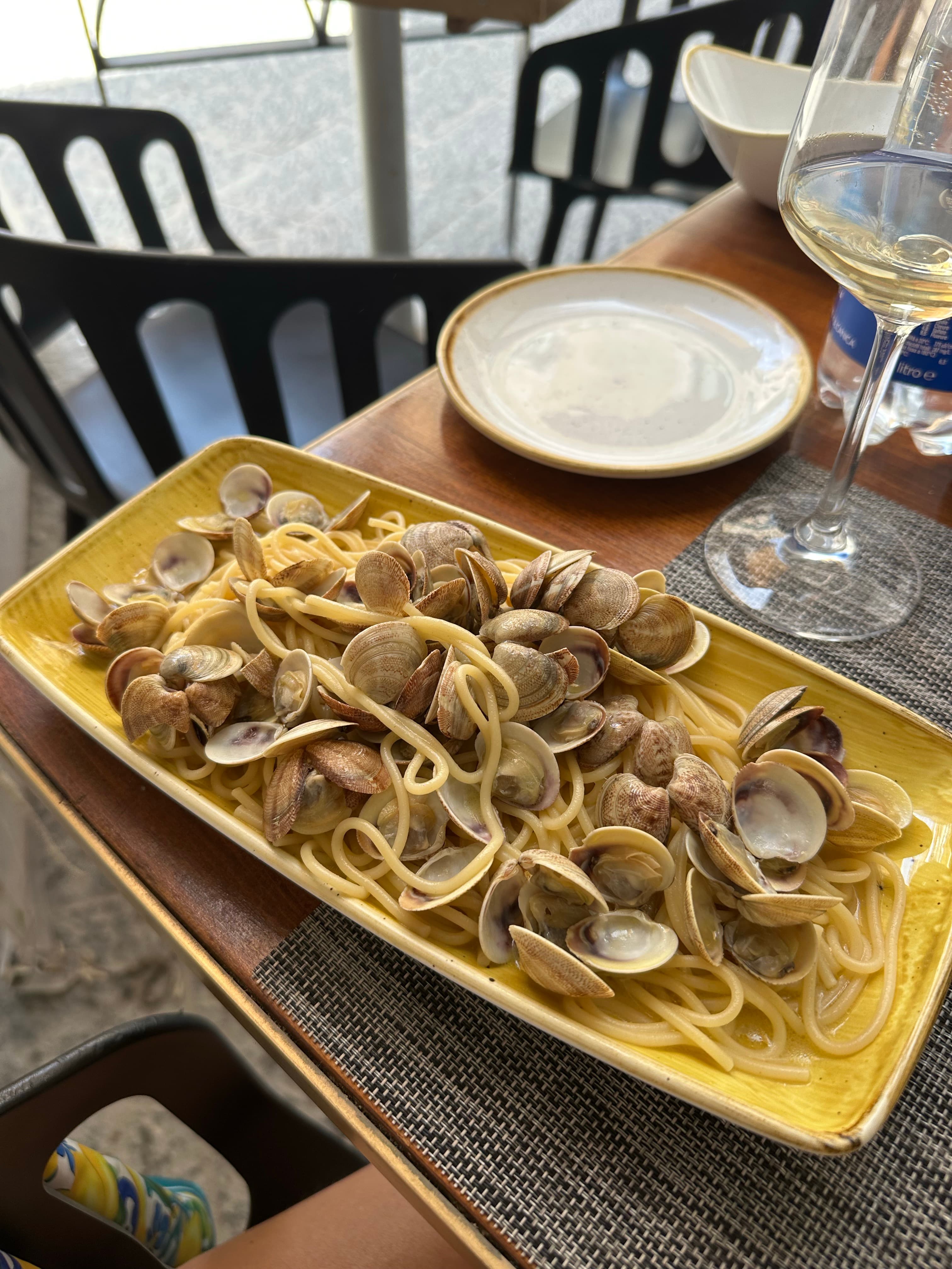 Plate of pasta with clams eaten in Puglia