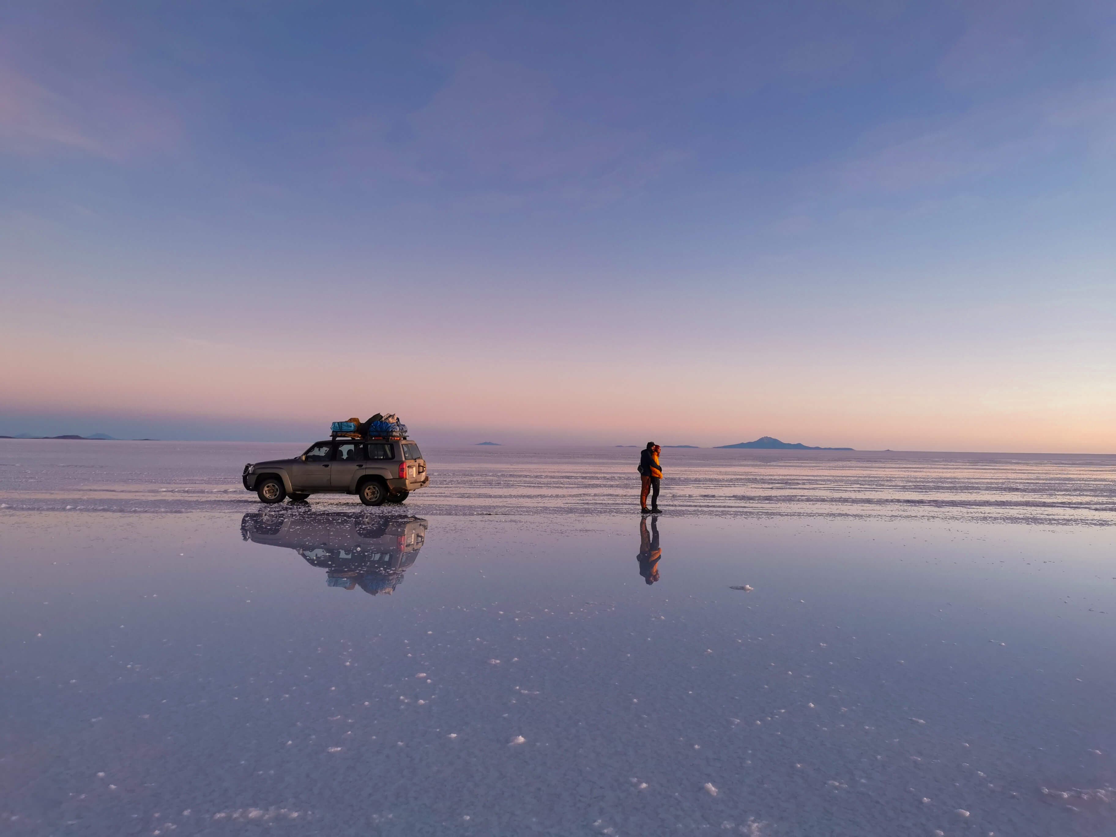 Salar de Uyuni in Bolivia at sunset