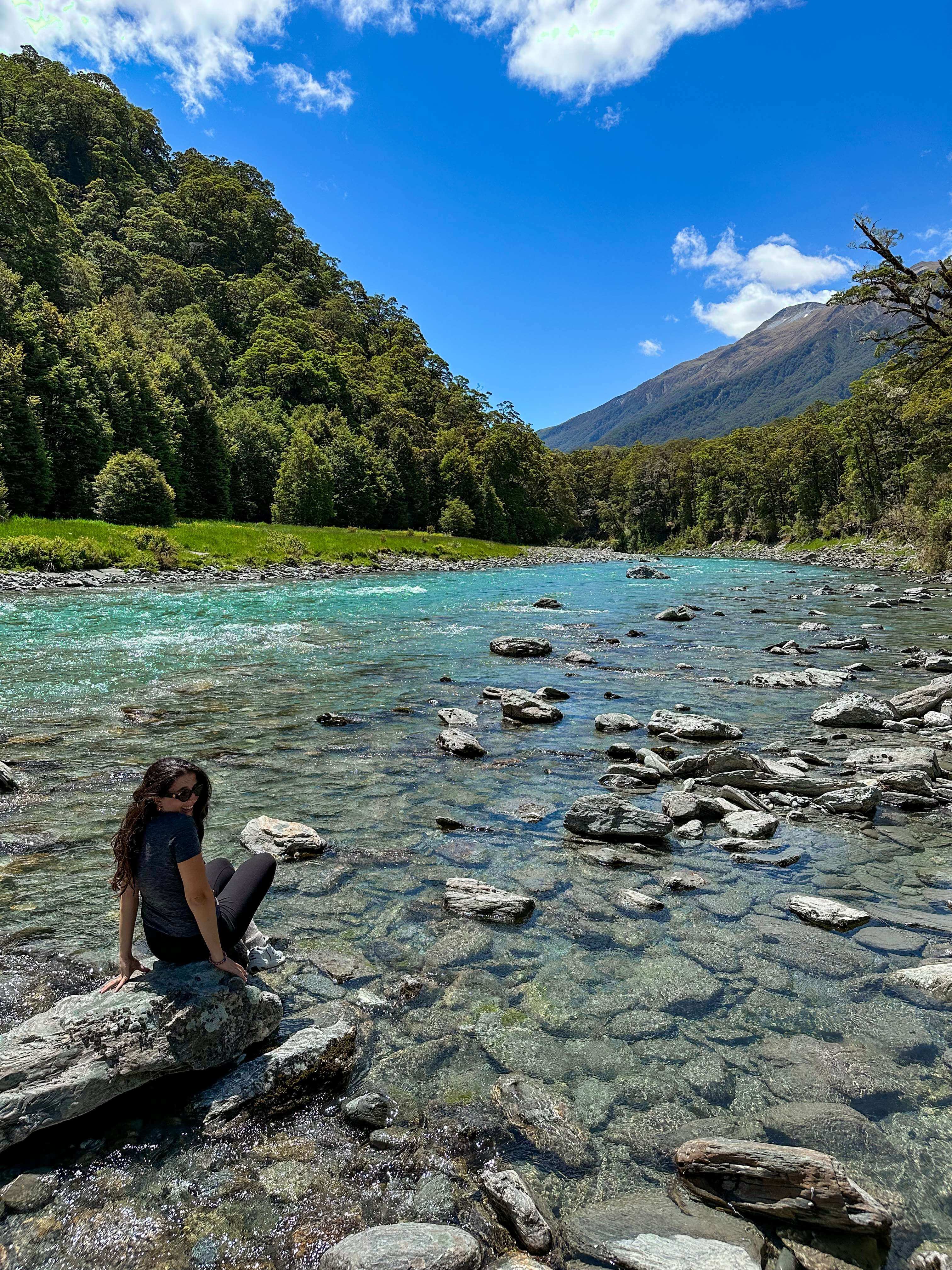 Quiet moment by a crystal-clear river